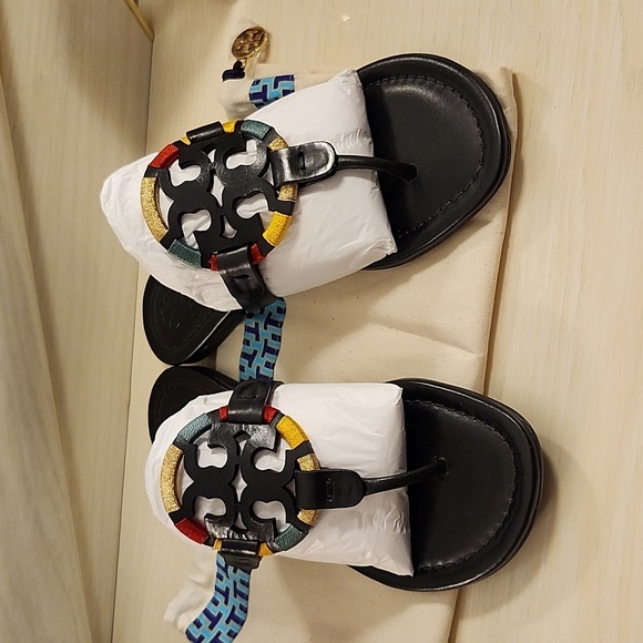 ●NEW●RARE●Miller Embroidered Sandal in Black and Multi Color Thread - Picture 13 of 13